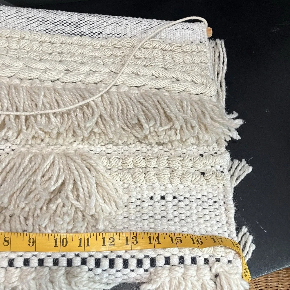 Boho Macrame Wall Hanging Woven Cotton Tapestry Fringe Tassel Neutral Wall Decor